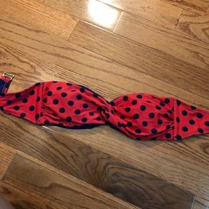 Red/Navy Blue polka dot bikini top